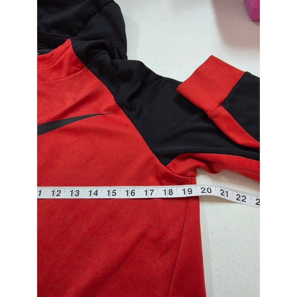 Nike Kids Dri-FIT Red Black Colorblock Pullover Hoodie XL Large Swoosh Logo - Picture 6 of 8